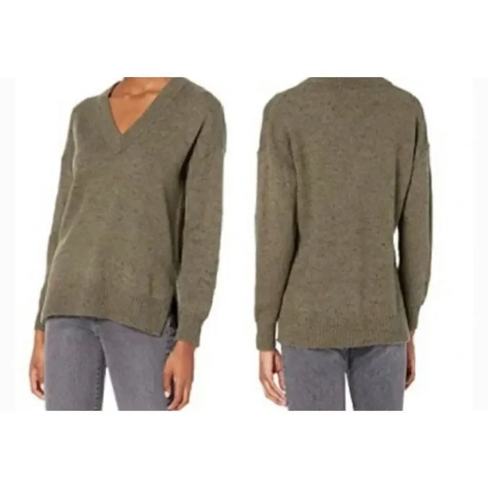 Madewell Sweater Donegal Forest Bartlett V Neck Pullover Green Black Speckled XS